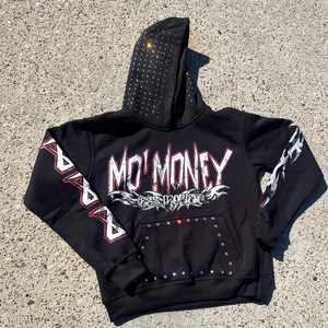 เสื้อฮู้ดดี้ทรงบ็อกซี่สำหรับฤดูหนาว ผ้าฟลีซเนื้อหนัก 100% ผ้าฝ้ายคุณภาพสูง ซักแบบสโตนวอช ตกแต่งด้วยคริสตัล  รับผลิตตามสั่งขายส่ง บริการ OEM - Product Image 3