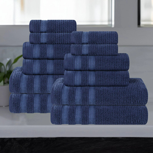 Ensemble de serviettes de bain de luxe en fibre de bambou 100% Design rayé Séchage rapide Épais et respirant Écologique Absorbant de spa respectueux de la peau - Product Image 1