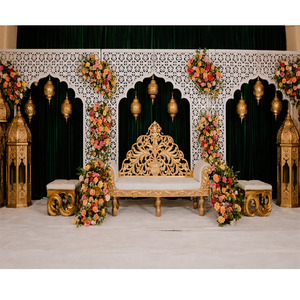 Decoración Moderna para Ceremonia Haldi de Boda al Estilo Árabe, Último Modelo de Mehraab, Marcos Blancos Cortados con Láser, Paneles Metálicos para Fondo, Gran Venta - Product Image 6