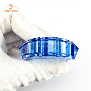 Boîtier de montre en verre cristal K9 bleu transparent, étanche, forme tonneau, pièces de montre mécanique personnalisées en usine pour la fabrication de montres de marque DIY - Product Image 4