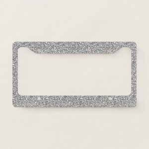 Cadre de plaque d'immatriculation en aluminium, acier inoxydable, fibre de carbone et plastique avec faux paillettes argentées pour voitures Tesla et Ford - Product Image 1