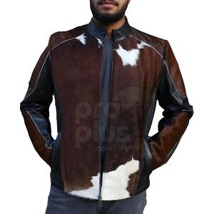 Blouson de moto élégant pour homme en cuir de vachette, haute qualité, respirant, écologique, séchage rapide, logo frontal, décontracté et robuste - Product Image 1