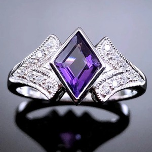Anillo de plata de estornino 925 hecho a mano con piedra de amatista natural india, joyería fina para bodas y compromisos, lote al por mayor - Product Image 4
