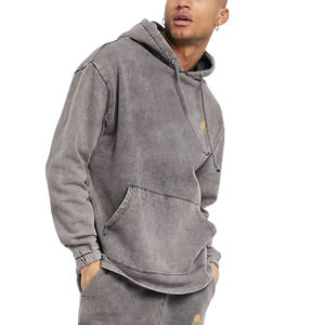 Conjunto de chándal de invierno unisex con lavado ácido y logotipo personalizado con opción de talla grande pantalones de chándal con capucha estampados - Product Image 4