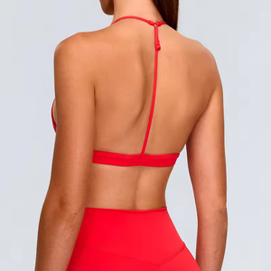 Ensembles de soutien-gorge de Sport pour femmes Logo personnalisé avant entraînement dos nu confortable Yoga séchage rapide Gym sangle mince soutien élevé dentelle Fitness - Product Image 5