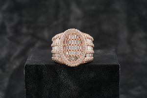 Anillo de Bodas de diamantes cultivados en laboratorio de corte redondo y Baguette de oro rosa de 14 quilates para hombres con certificación IGI - Product Image 2