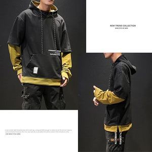 Sudadera con capucha Colorblock de moda para hombres y mujeres, sudadera HipHop Unisex con estilo, diseño único, bolsillo de canguro de algodón suave - Product Image 4
