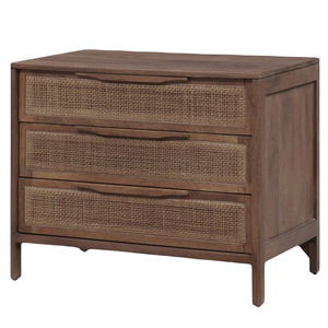 Mesita de noche de madera maciza de 3 cajones moderna de estilo de lujo francés clásico, función plegable para dormitorio, apartamento, muebles para el hogar - Product Image 3