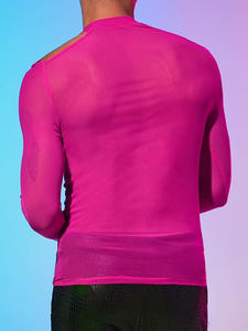 Tee-shirt en maille transparente sexy pour hommes, t-shirt léger à manches longues à séchage rapide pour l'été, design transparent - Product Image 2