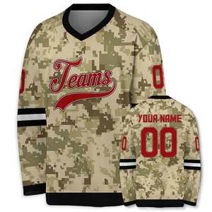 Jersey de Hockey sobre Hielo Personalizado con Patrón de Camuflaje, Uniforme de Equipo Verde Rosa, Camuflaje del Desierto, Nombre y Número Personalizados, Ropa Deportiva Atlética - Product Image 6