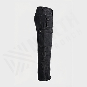 Jeans droits pour homme personnalisés style rétro délavé vintage avec broderie rivets sur les hanches – Collection été/hiver - Product Image 3