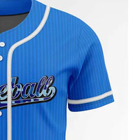 Seragam Tim Jersey Baseball Biru Custom Sublimasi Kancing Depan Lengan Pendek