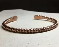 Bracelet magnétique en cuivre pur poli fait main pour femmes et hommes, 6 aimants puissants, design religieux traditionnel, mariage