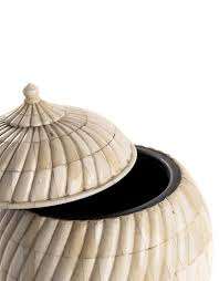 Boîte de rangement ronde antique en teck avec incrustation d'os unique sculpture panneau mural décoratif pour la maison technique polie - Product Image 3