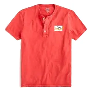 Camiseta 100% de algodón con Apertura frontal para hombre, camisa de calidad prémium de manga larga con cuello redondo, camisetas Vintage - Product Image 1