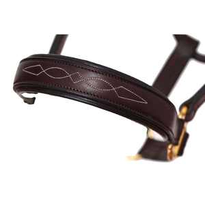 Licol en cuir confortable pour cheval, construction anatomique avec ferrures en laiton, idéal pour les courses, les écuries et l'équitation professionnelle - Product Image 3