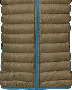 Men Olive Green Lightweight Down Jacket with Blue Hood Casual Puffer Windproof Zipper <b>Coat</b> for Outdoor Winter Wear - Product Image 4