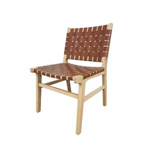 เก้าอี้ทานอาหารโครงไม้สักแท้พร้อมเบาะและพนักพิงหนังสาน สำหรับใช้ภายในและภายนอกอาคาร - Product Image 5