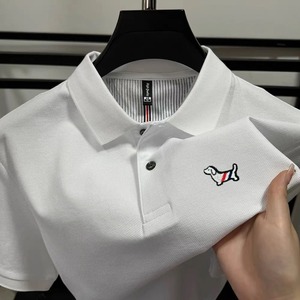 Polo de manga corta para hombre de marca de gama alta de algodón puro 100%, camiseta informal de boutique con bordado de perro a la moda de verano - Product Image 2