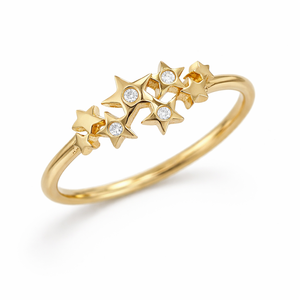 Bague éternelle en diamant étoile scintillante céleste, diamant de laboratoire, bague étoile, or massif 10 carats, alliance, cadeau élégant pour elle - Product Image 1