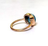 Solitaire – bague en pierre turquoise, bagues en or rose, bagues de déclaration, coussin, pierres précieuses, bijoux, vente en gros, Offre Spéciale