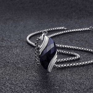 Collar de acero inoxidable de moda de alta calidad, colgante de plata de energía escalar cuántica de circón de diamante geométrico para aniversario - Product Image 6