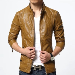 Chaqueta de cuero de invierno Oem Brown Lambskin Leather Biker Jacket para hombres Genuine Mens Leather Motorcycle Jacket - Product Image 6