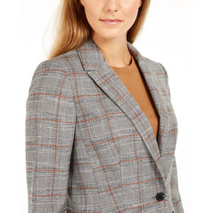 Blazer da Donna Calvin Klein in Velluto a Coste a Quadri con Chiusura a Bottone Singolo, Marrone, Taglia 16 - Stile Doppiopetto Stampato - Product Image 3