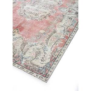 Tapis en laine vintage 9x12 rouge-orange noué à la main, motif médaillon abstrait rectangulaire pour couloir, entrée et salon - Product Image 2