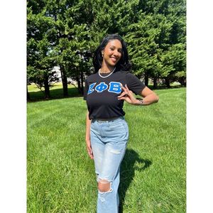 Zeta Phi Beta Maglietta Greca Lettera Nera Taglio Donna 100 Cotone Ricamato Lettere Greche Sorority Abbigliamento Moda Casual - Product Image 2