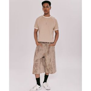 เสื้อยืดคอวีทรงเรโทร ตัดต่อสีสันแบบคอนทราสต์ ผ้าถักเนื้อแน่น 280gsm - Product Image 2