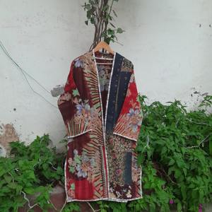 เสื้อแจ็คเก็ตผู้หญิงสไตล์คันธาแบบตะวันตกคุณภาพสูง แบบเปิดด้านหน้า สามารถกลับด้านได้ เสื้อโค้ทยาวทรงโอเวอร์ไซส์ สไตล์ลำลองวินเทจ - Product Image 5