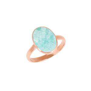 Amazonite Gemme Forme Ovale Or Vermeil Argent Sterling 925 Ensemble de Lunette Bague Bijoux de Mode Bague Bagues en Cristal Naturel - Product Image 4