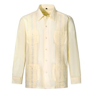 Chemise hawaïenne à rayures tricotées pour homme, col rabattu, anti-froissement, manches courtes, streetwear, grande taille, guayabera cubaine - Product Image 2
