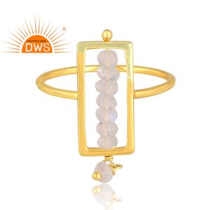 ทำด้วยมือ18K ชุบทอง925เงินสเตอร์ลิงประดับลูกปัดมูนสโตนสายรุ้งเครื่องประดับแบบวางซ้อนกันได้สำหรับผู้หญิงของขวัญสำหรับผู้หญิงสำหรับเธอ - Product Image 3