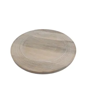 Grosir piring bulat kayu gaya klasik piring warna alami untuk melayani dan peralatan makan buatan tangan