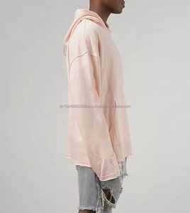 Sudadera con Capucha Personalizada para Hombre, Estilo Urbano, 300 Gsm, Felpa Francesa, Hombros Caídos, Color Rosa, Dobladillo sin Rematar - Product Image 5