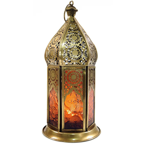 Farol de Vela Marroquí de Metal Dorado y Vidrio, Superventas, para Mesa, Decoración del Hogar, Ramadán, Eid, Faroles de Vela Hechos a Mano - Product Image 2