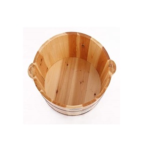 Seau de spa en bois d'acacia forme ronde en bois usine à la mode grand bain de pieds en bois bols de spa seaux - Product Image 5
