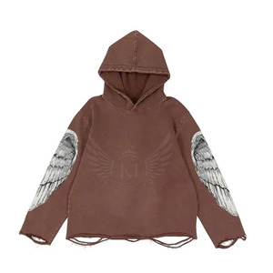 Sweats à capuche à manches longues lavés à l'acide respirant facile à la mode adulte dernière conception sweats à capuche lavés à l'acide - Product Image 1