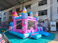 Château Gonflable Rose Personnalisé avec Toboggan, Combo Princesse, Tente de Camping Gonflable, Colonnes d'Obstacles, Aire de Jeu pour Fêtes