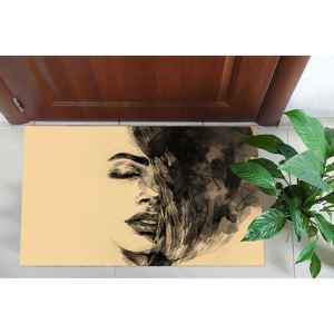 Tapis imprimé avec portrait d'une femme abstraite - Tapis moderne doux de grande taille, tapis en chenille - Product Image 5