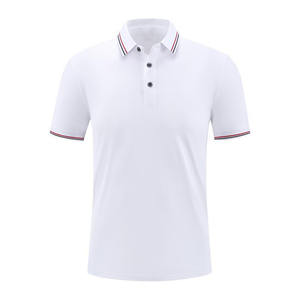 Polo de cuello a rayas de seda helada con diseño de logotipo personalizado OEM ropa de trabajo y algodón de manga corta de verano para hombres - Product Image 2