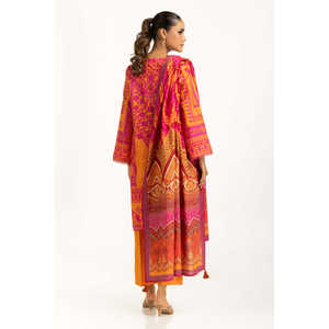 IUSTKSD-1197สูทพิมพ์ลายโบฮีเมียนสีกากี3ชิ้นเสื้อแขนสามส่วนไม่มีปกสำหรับฤดูใบไม้ผลิ/ฤดูร้อนจำนวน2ชิ้น - Product Image 1