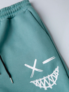 Custom Logo Sweatsuit Men's Cotton Blank <b>Plain</b> <b>Tracksuit</b> Cropped Boxy Pullover Hoodie and Flared Sweatpants Set Sweatsuits Men - Product Image 3