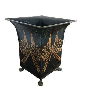 ถังขยะเหล็กสไตล์โบราณตะกร้าขยะโลหะทาสีมือสำหรับตกแต่งถังขยะสไตล์วินเทจ - Product Image 2