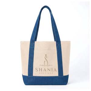 Bolso de Mezclilla Icónico Personalizado, Resistente al Agua, con Bordado de Letras, Cadenas Decorativas, Cierre de Cremallera, Forro Portátil de Algodón/Poliéster - Product Image 1