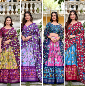 Recién diseñado Tussar Silk Lehenga con estampado de Patola Zari Weaving Border Festive Wedding & Party Wear Indian & Pakistani Choli - Product Image 6