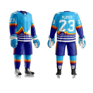 Uniforme de hockey sur glace personnalisé par sublimation numérique imprimé numéro de nom d'équipe col lacé manches longues fabricant d'uniformes de hockey - Product Image 1