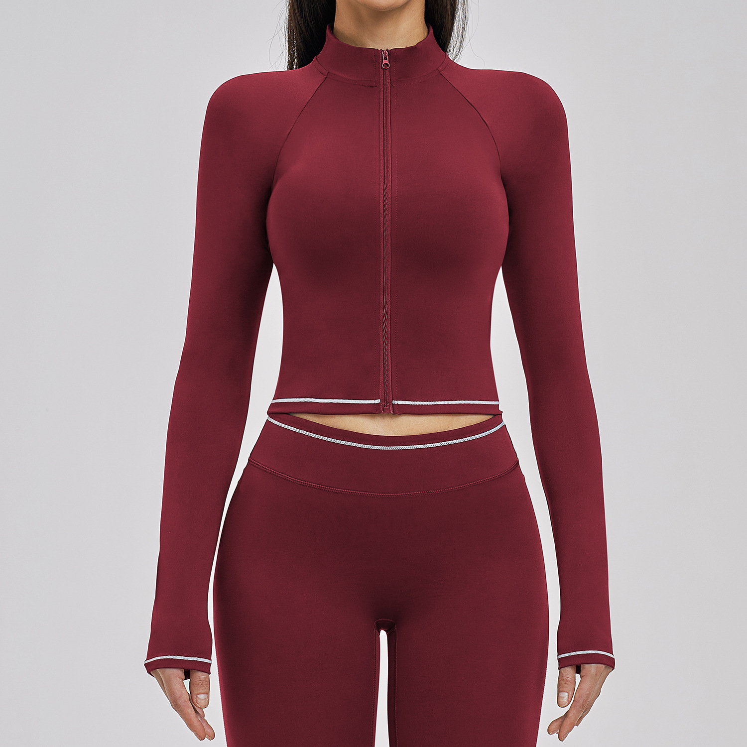 SPARK Contrast Color Slim-fit Lightweight Exercise Jackets Custom Logo Long Sleeve Full Zip up Yoga Top Running Jackets